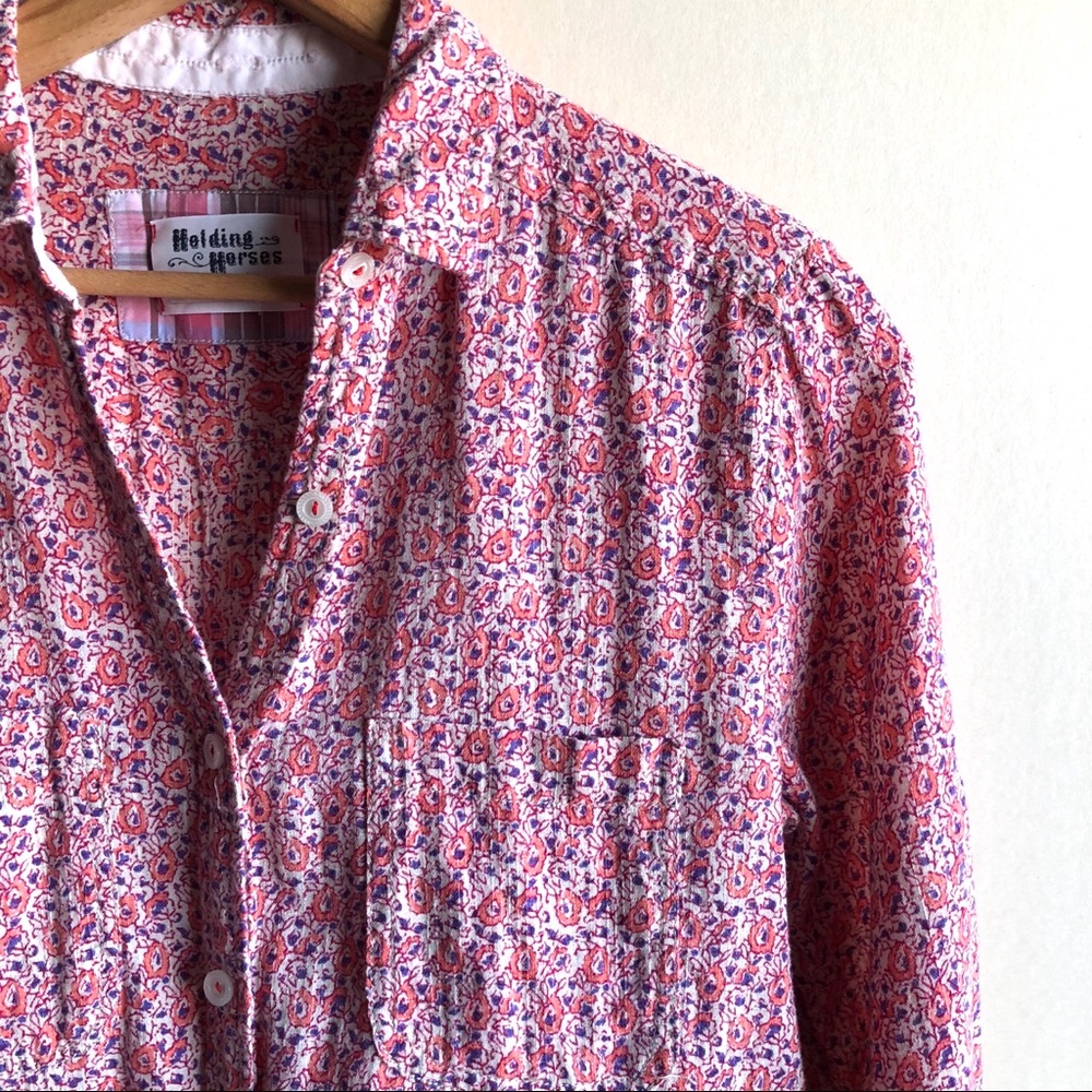 Anthropologie Holding Horses floral print shirt